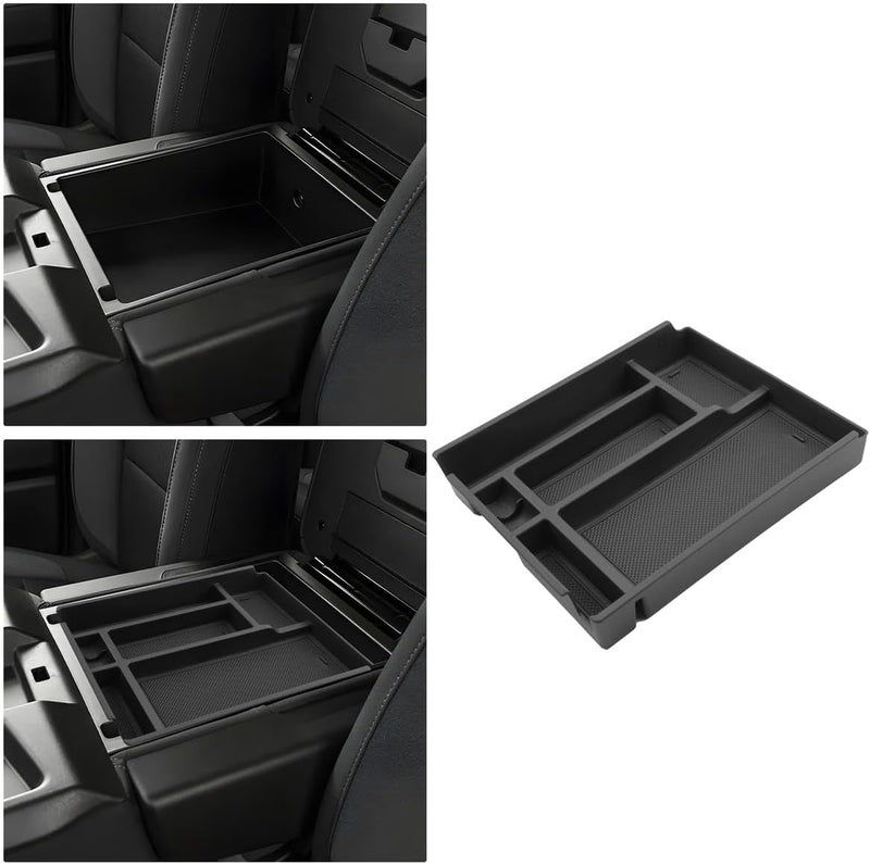WEIPIN for Center Console Tray Compatible with 2019-2026 Chevy Silverado 1500& 2020-2026 Silverado 2500HD 3500HD (Split-Bench Folding Seat) Armrest Storage Box Console Organizer ABS Materials - Image 1